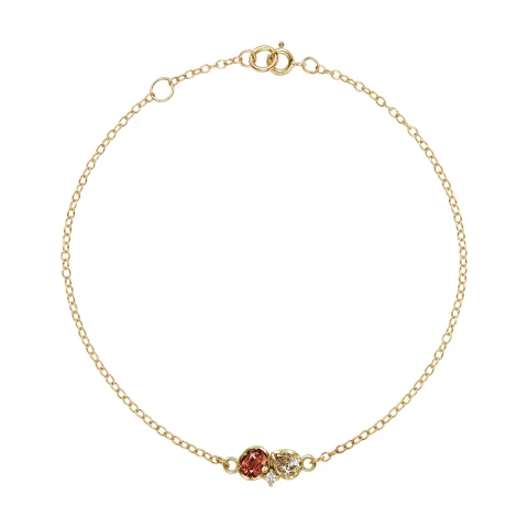 Natalie Perry Jewellery, Three Stone Flower Set Diamond & Spinel Bracelet