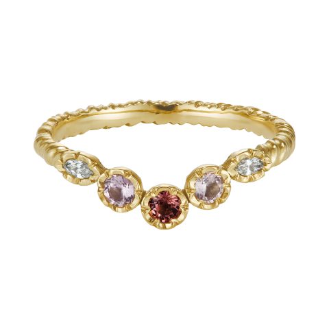 Natalie Perry Jewellery, Flower Set Spinel & Diamond Wave Ring