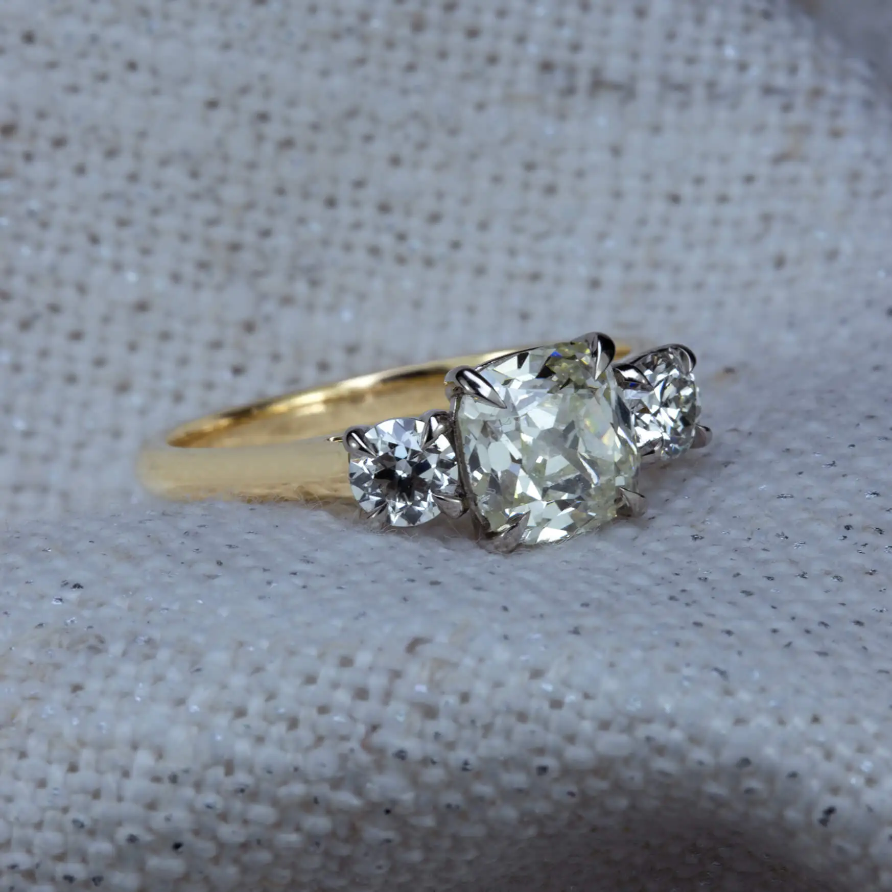 Natalie Perry Jewellery, Bespoke Old Mine Cut Diamond Engagement Ring