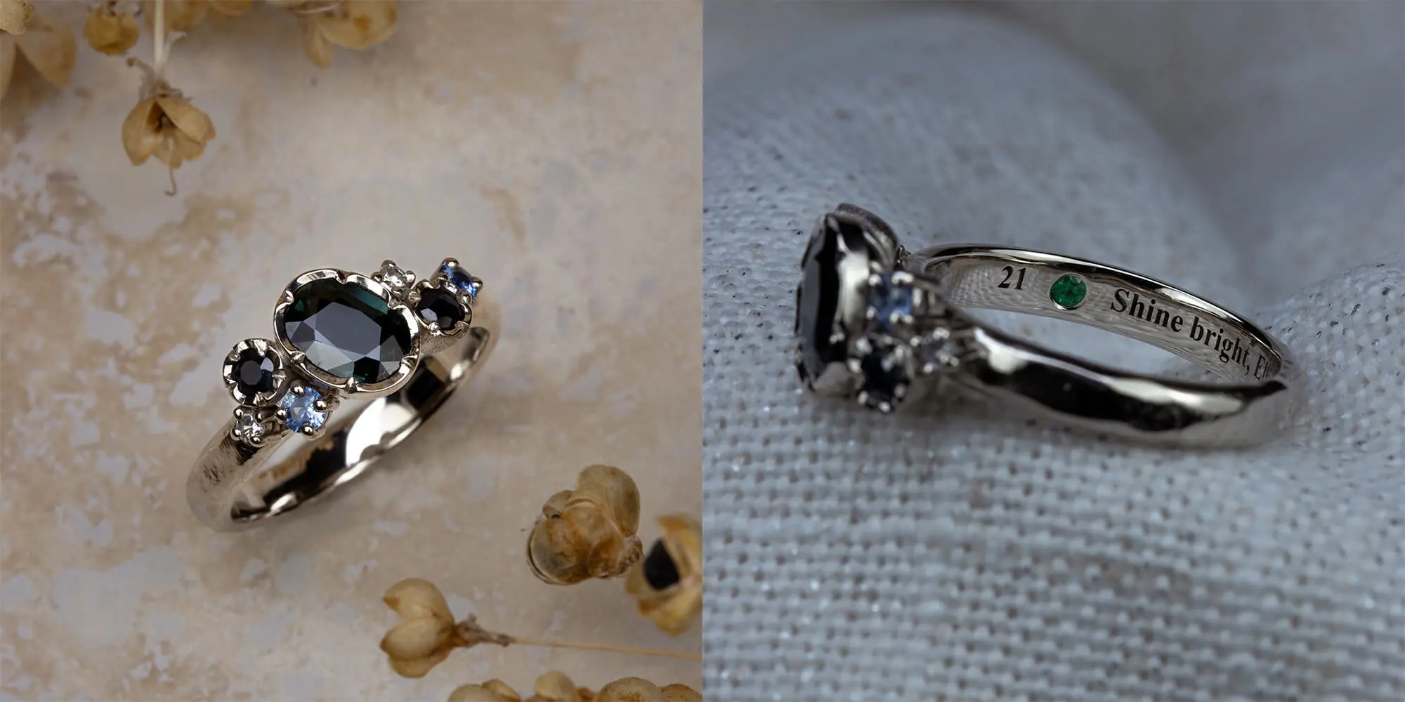 Natalie Perry Jewellery, Bespoke Sapphire & Diamond Cluster Ring