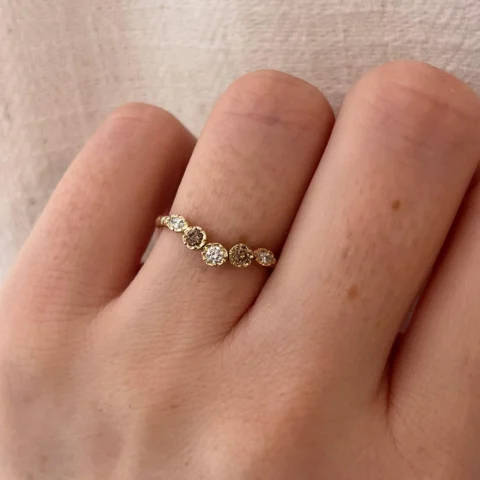 Natalie Perry Jewellery, Champagne Diamond Wave Ring (4)