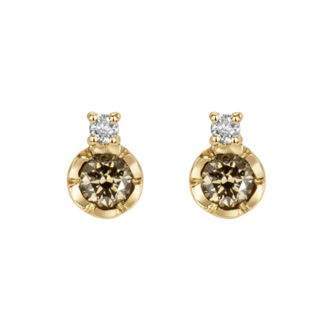 Natalie Perry Jewellery, Flower Set Champagne Diamond Earrings