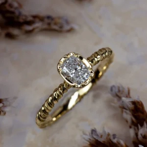 Natalie Perry Jewellery, Flower Set Cushion Diamond Solitaire Ring (3)