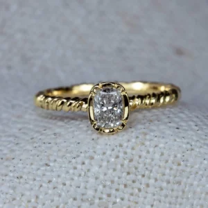 Natalie Perry Jewellery, Flower Set Cushion Diamond Solitaire Ring (4)