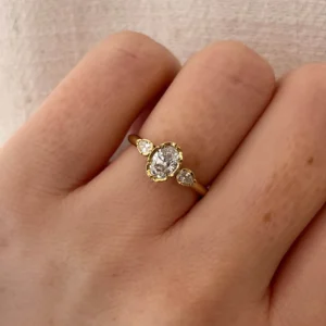 Natalie Perry Jewellery, Flower Set Oval Diamond Trilogy Ring (2)