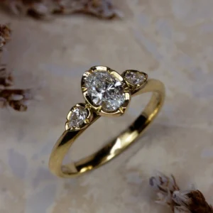 Natalie Perry Jewellery, Flower Set Oval Diamond Trilogy Ring (4)