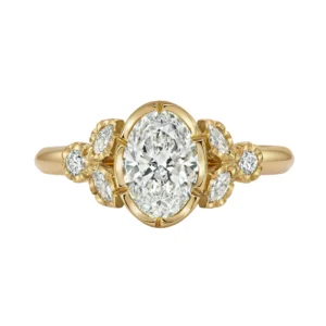 Natalie Perry Jewellery, Oval Diamond Floral Shoulders Engagement Ring