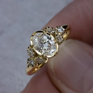 Natalie Perry Jewellery, Oval Diamond Floral Shoulders Engagement Ring (3)
