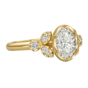 Natalie Perry Jewellery, Oval Diamond Floral Shoulders Engagement Ring (7)