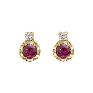 Natalie Perry Jewellery, Flower Set Ruby & Diamond Stud Earrings July Birthstone Ruby Earrings