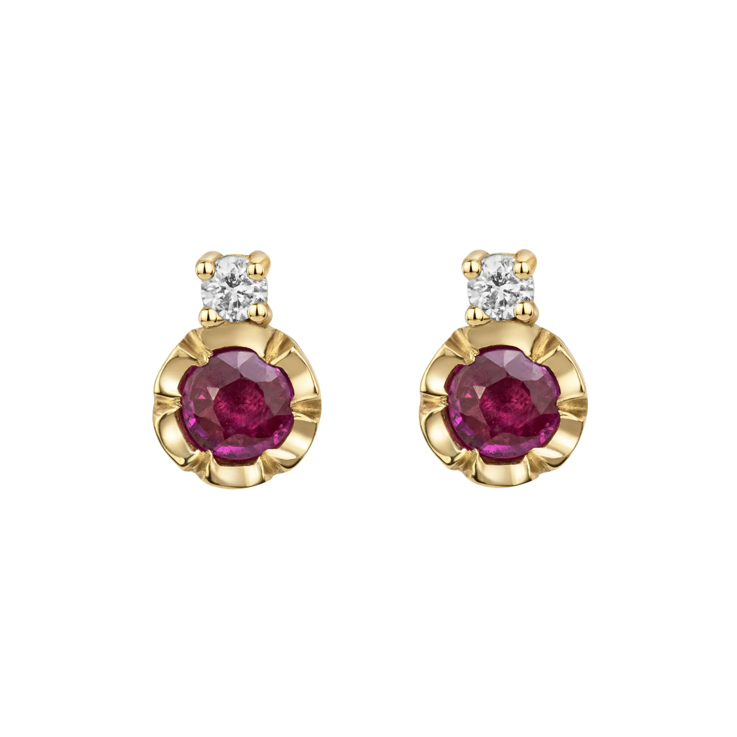Natalie Perry Jewellery, Flower Set Ruby & Diamond Stud Earrings July Birthstone Ruby Earrings